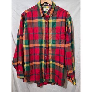 Sears Roebuck & Co XL Single Needle Tailoring Multicolor Plaid Casual Vintage To